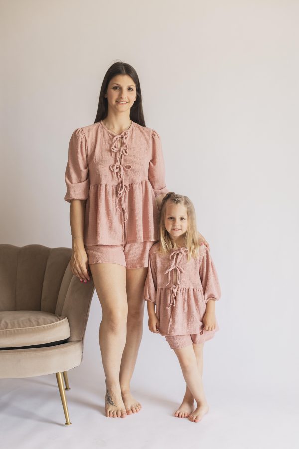 Blusa + Calções Texturado Adulto + Criança