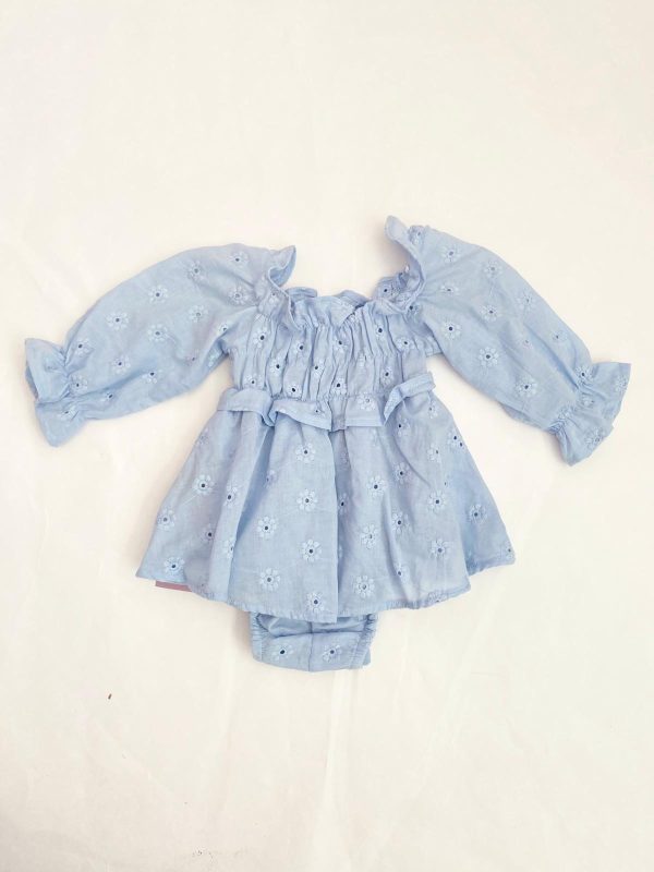 Vestido Bordado Azul Bebé