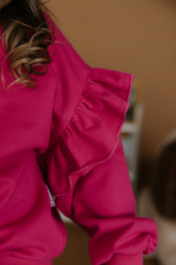 Sweatshirt com Folhos & Calças em Boca de Sino - Image 7